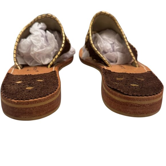 Like New! Jack Rogers Navajo Sandals in Brown & Gold l Size 8M - Picture 5 of 9